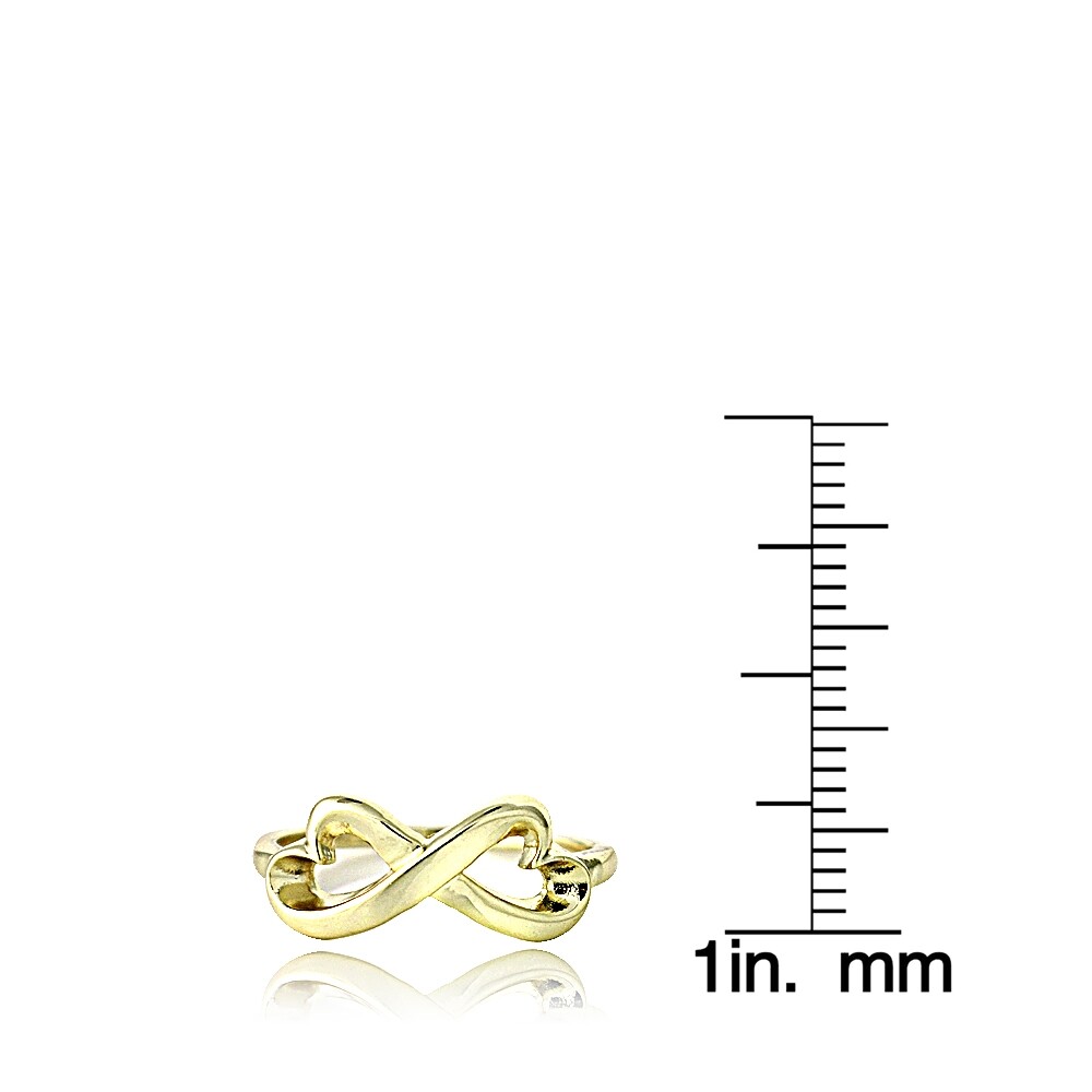 Yellow Gold Flashed Sterling Silver Infinity Heart Polished Ring, Size 9