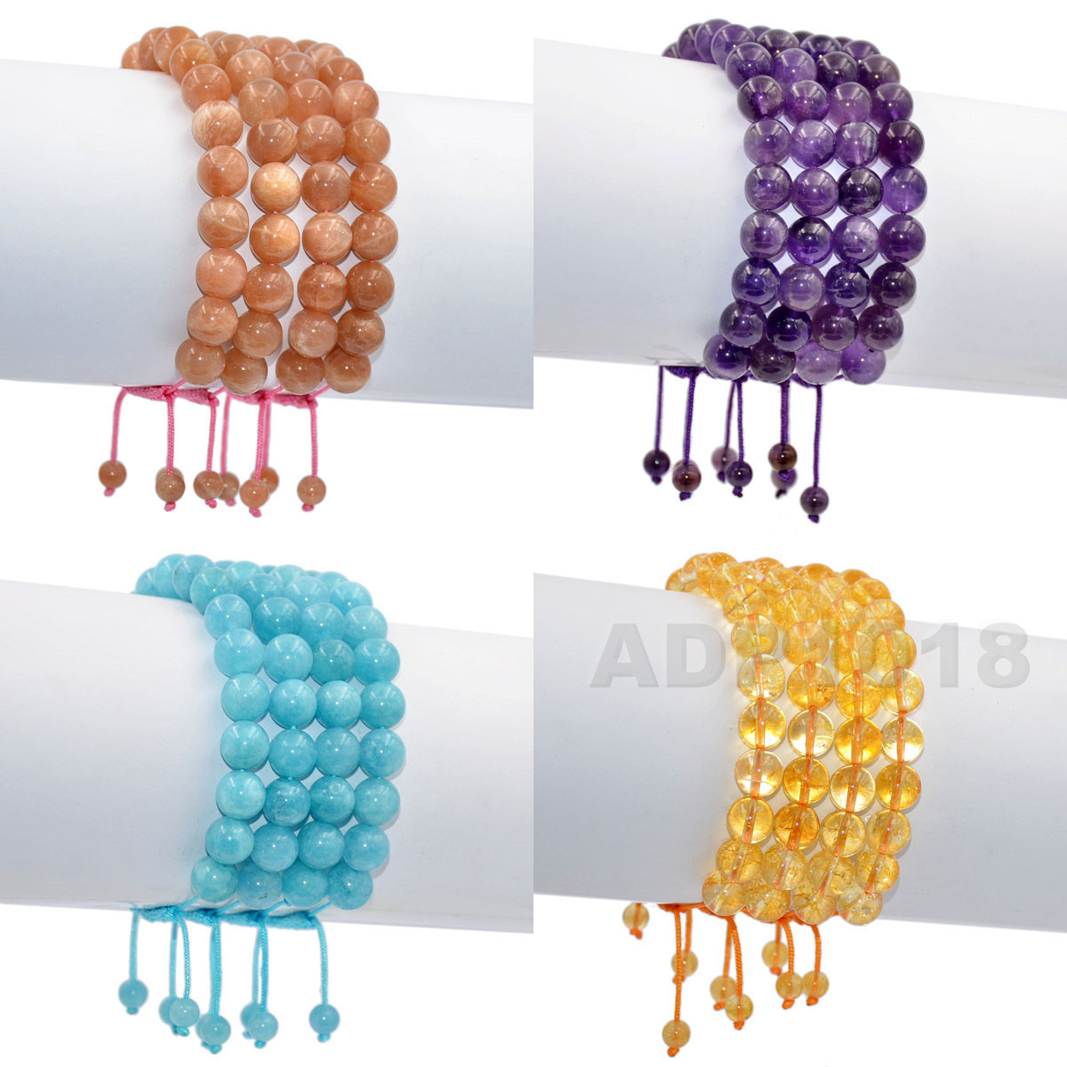 10mm Natural Gemstone Bracelets Healing Power Crystal Macrame Adjustable 7″-9 “