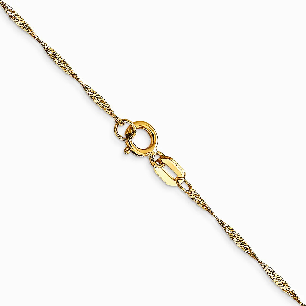 14K Yellow Gold 1mm Carded Singapore Chain Necklace 16″-24″