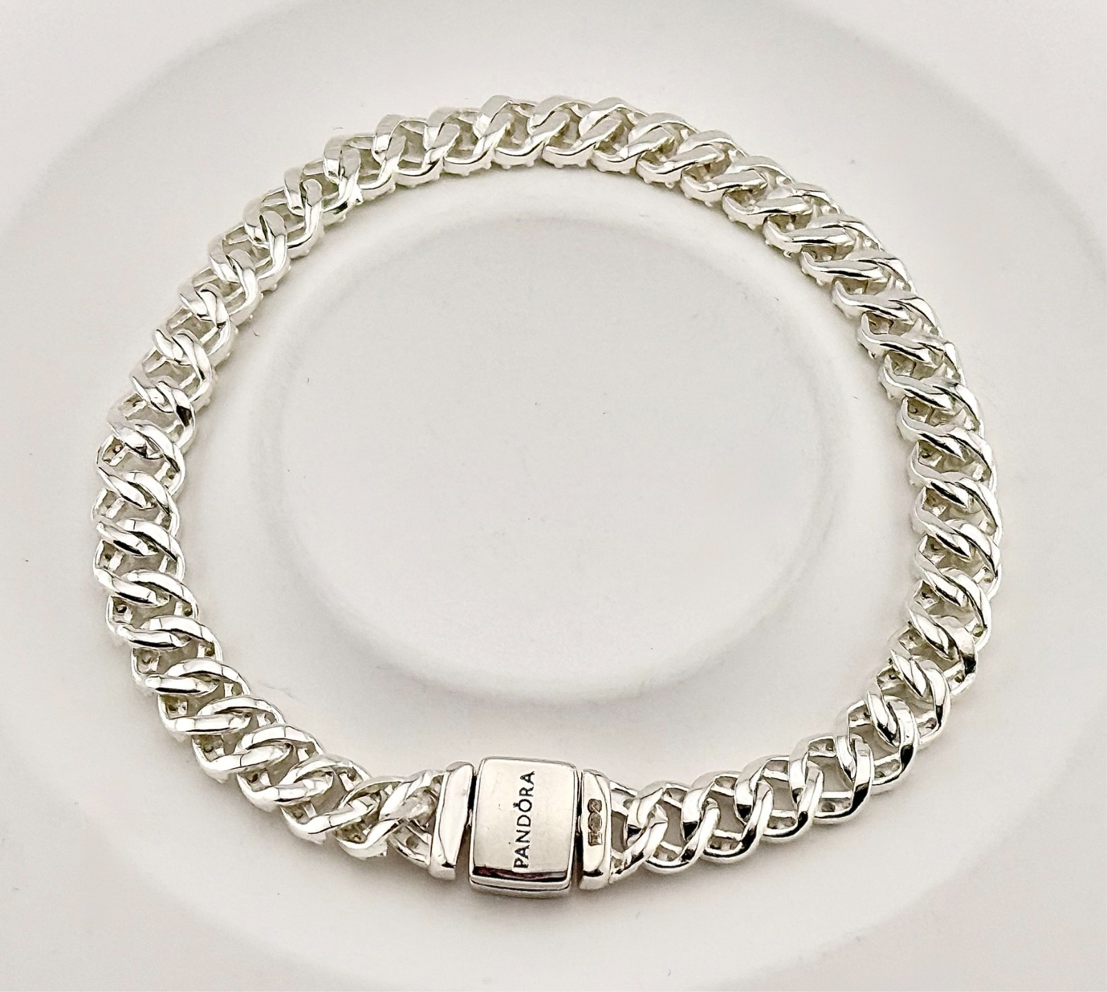 New Genuine Pandora Timeless Pavé Cuban Chain Bracelet 593008C01 Various Sizes