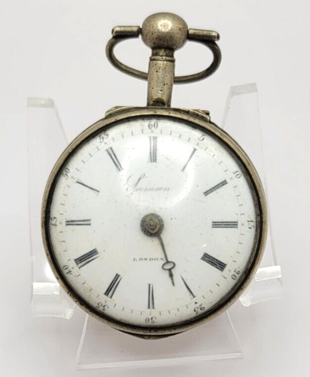 Rare Antique Samson London Verge Fusee pocket watch, double cased AS IS
