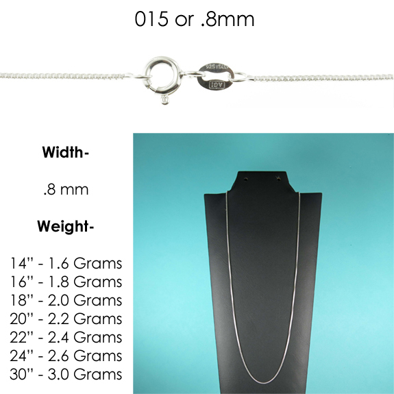 925 Sterling Silver BOX Chain Necklace All Sizes Stamped .925 Italy