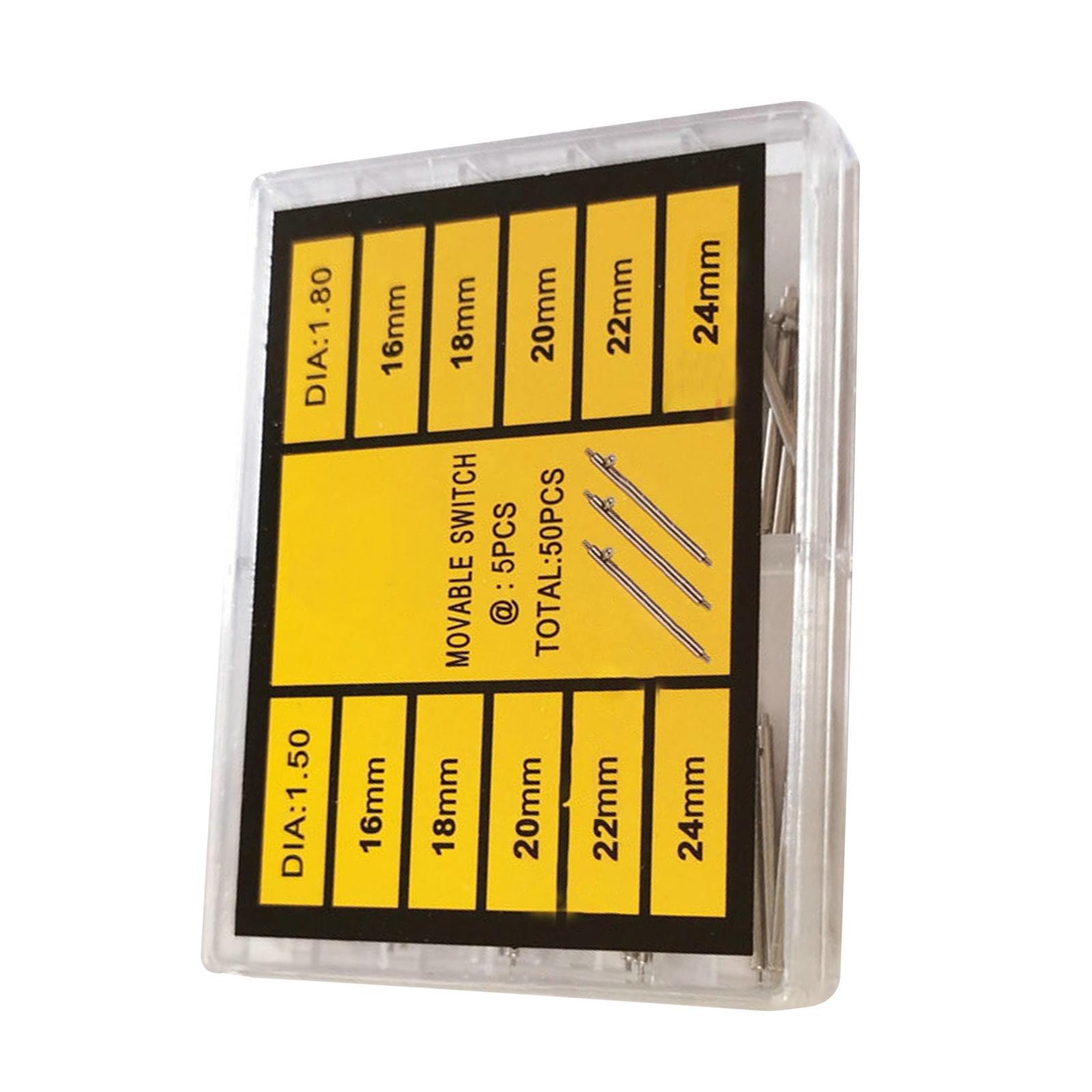 50pcs 1.5/1.8mm Assorted Stainless Steel Quick Release Watch Spring Bars Kits h