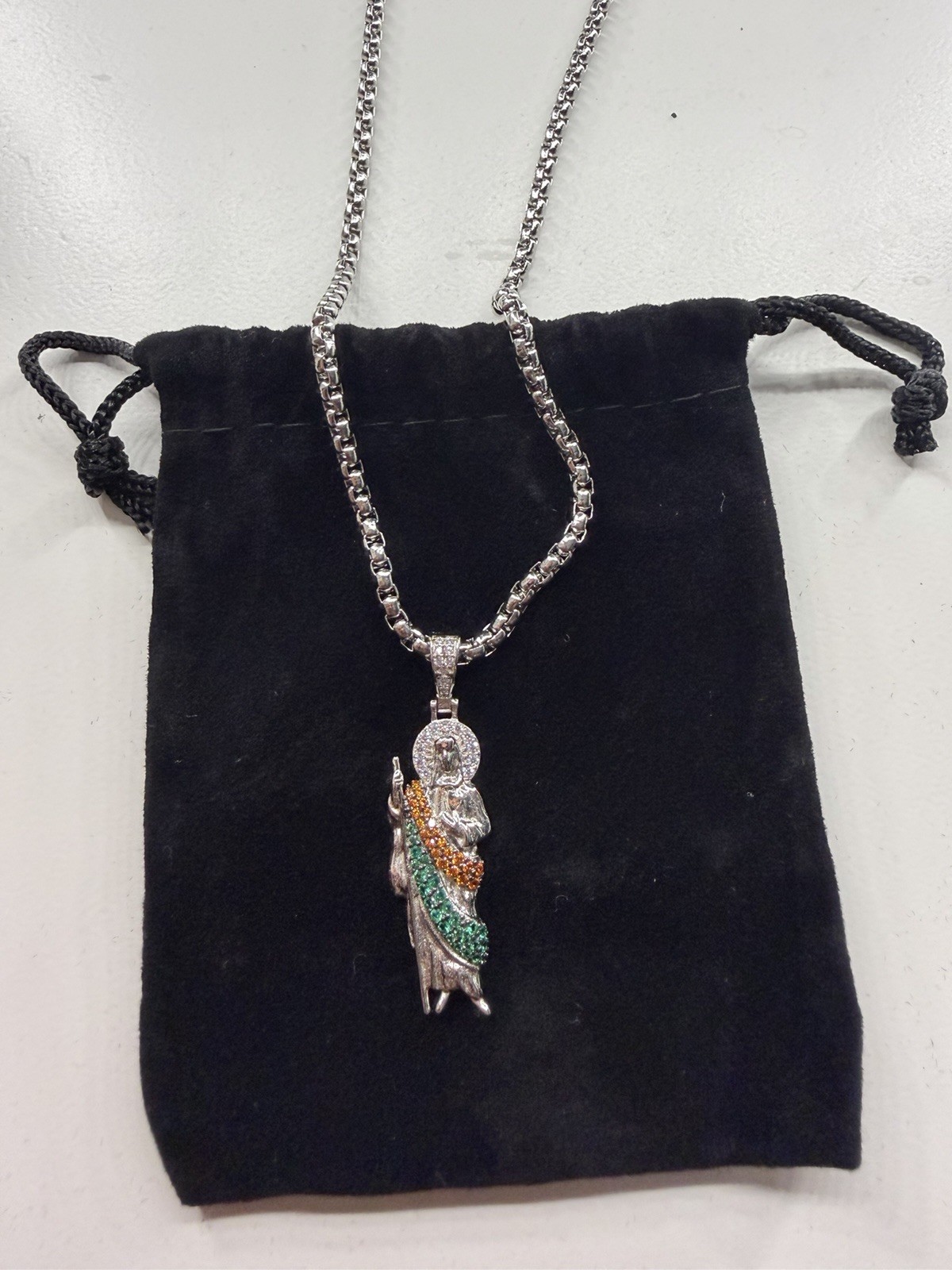 925 Sterling Silver San Judas Pendant – 24” Chain Included