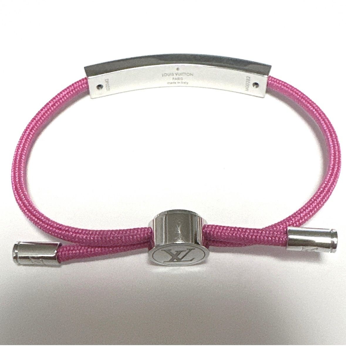 Louis Vuitton Authentic Bracelet LV Space Pink Metal Canvas M00282 DP0221 25.5cm