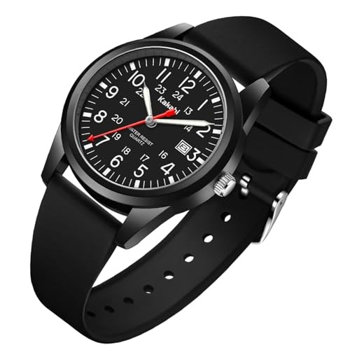 Men’s Easy to Read Watch, Unisex Military Sport Analog Quartz Casual 01-Black