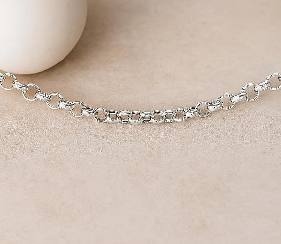 9 ct White Gold 1.2 mm Round Belcher Chain Necklace 61cm / 24″ Hallmarked