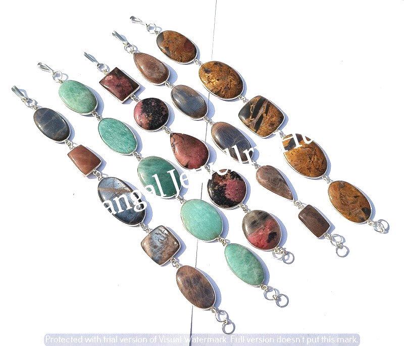 Lot! Labradorite & Mix Gemstone Bracelets 925 Sterling Silver Plated Jewellery