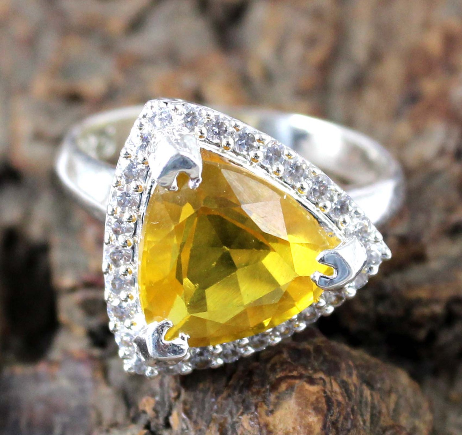 Yellow Sapphire 9.05 Ct/11 mm Natural Trillion Gemstone Certified Ring See Video