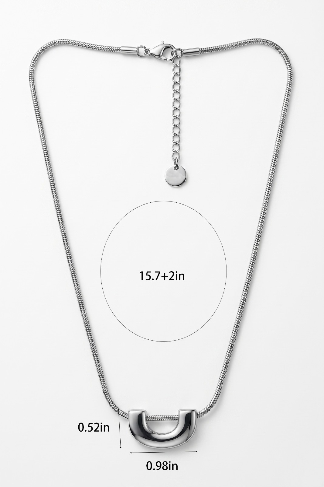 Stainless Steel 18K Gold White Gold Plated Curved U Shape Pendant Necklace Women