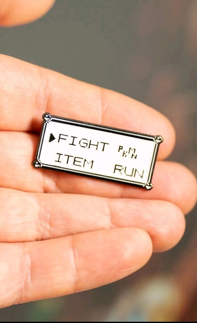 Pokemon Enamel Label Hat Pin – Gameboy Poke Fight Menu – Retro Video Game Merch