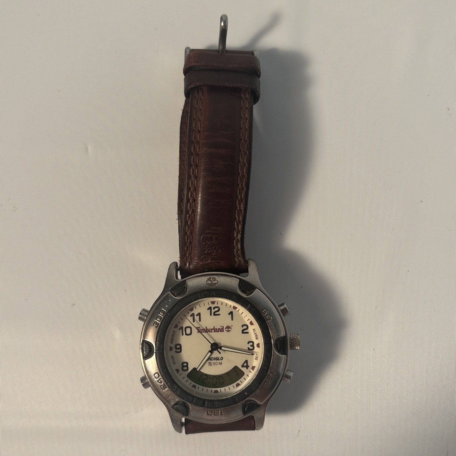 Vintage Timberland 11271G Ana-Digi Indiglo Field Watch New Battery Leather Band