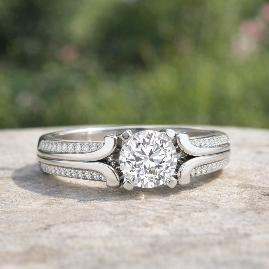 2.80 Ct Round Cut Natural Diamond Wedding Ring 14K White Gold Size 8