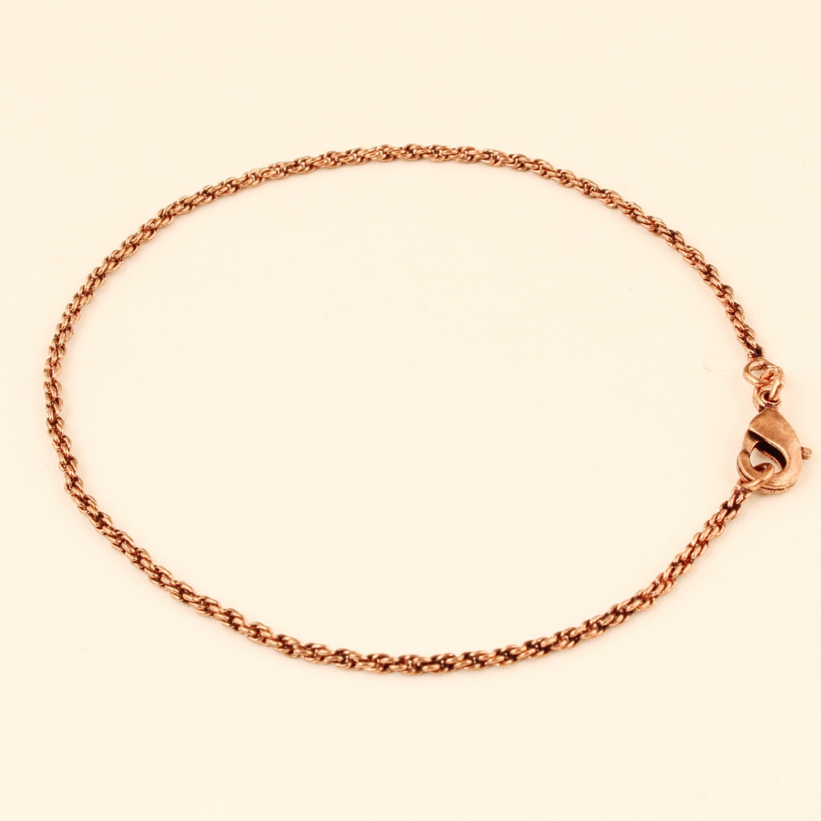 Pure Copper Wheat Chain Anklet for Women Handmade Minimalist Lobster Clasp