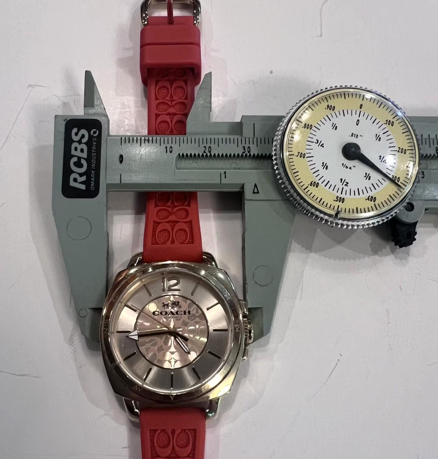 Vintage Coach Boyfriend Watch 34mm Gold Tone Stainless Steel Orange Strap