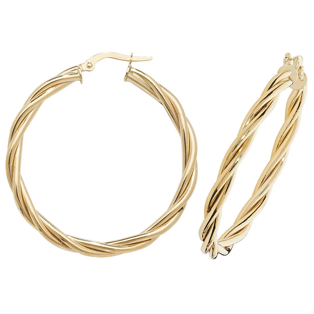 Hoop Earrings 9ct Yellow Gold 30mm Womens Jewellery