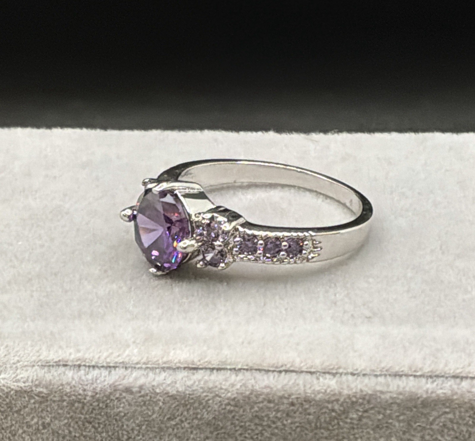AMETHYST RING – 8mm Or 2.0ctw – Amethyst Accent Stones – .925 Sterling Silver !!