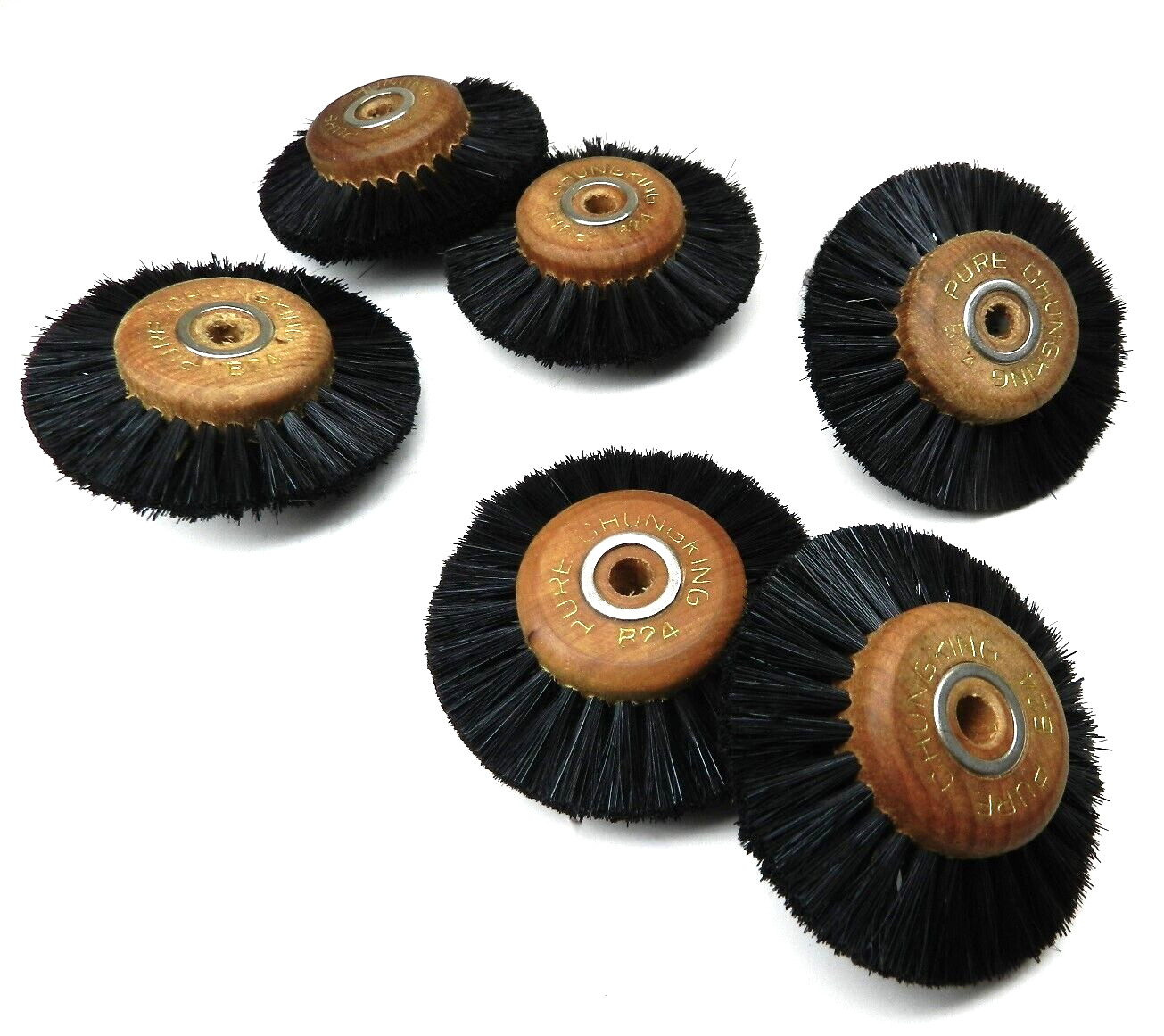 12 Pieces B24 Wood Hub Rotary Wheel Bristle Brush 3Row 2-1/2” Jewelry Dental