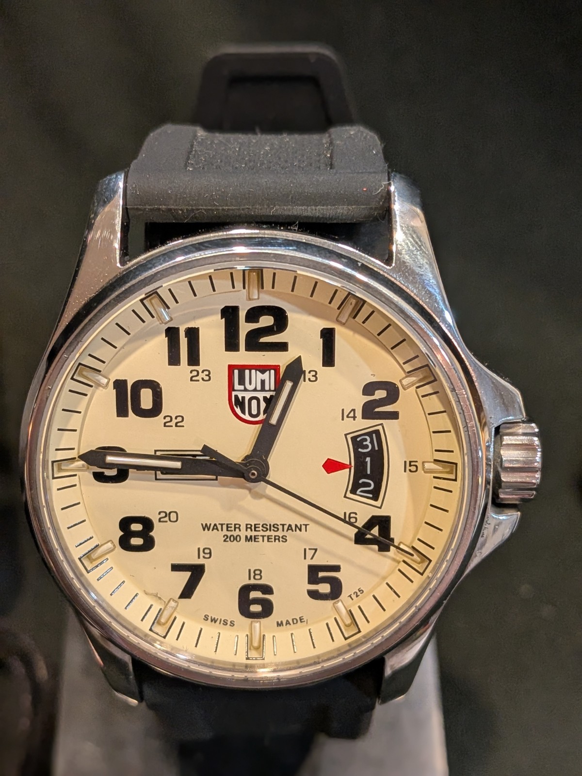 LUMINOX ATACAMA FIELD XL.1827 Day/Date Beige Dial Leather Strap Quartz Stainless