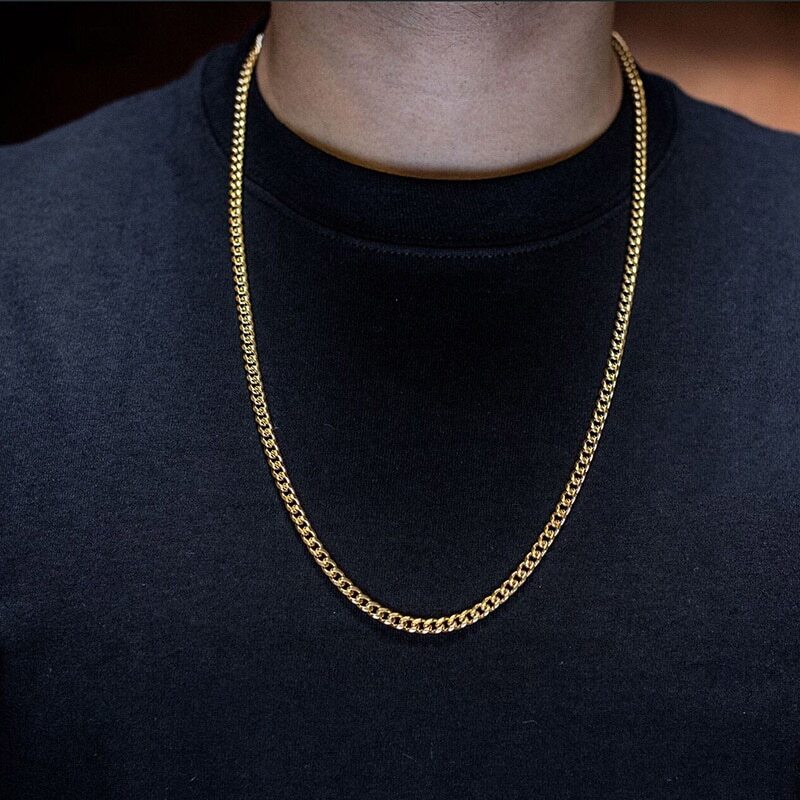 Cuban Chain Necklace Basic Stainless Steel Link Chain Chokers Vintage Colla
