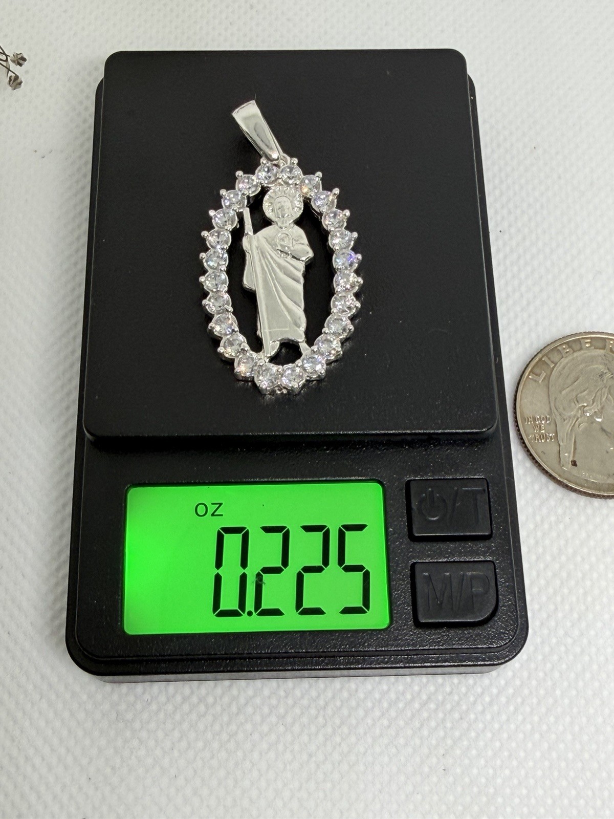 925 Silver San Judas Tadeo Dije de Plata St. Jude CZ Pendant