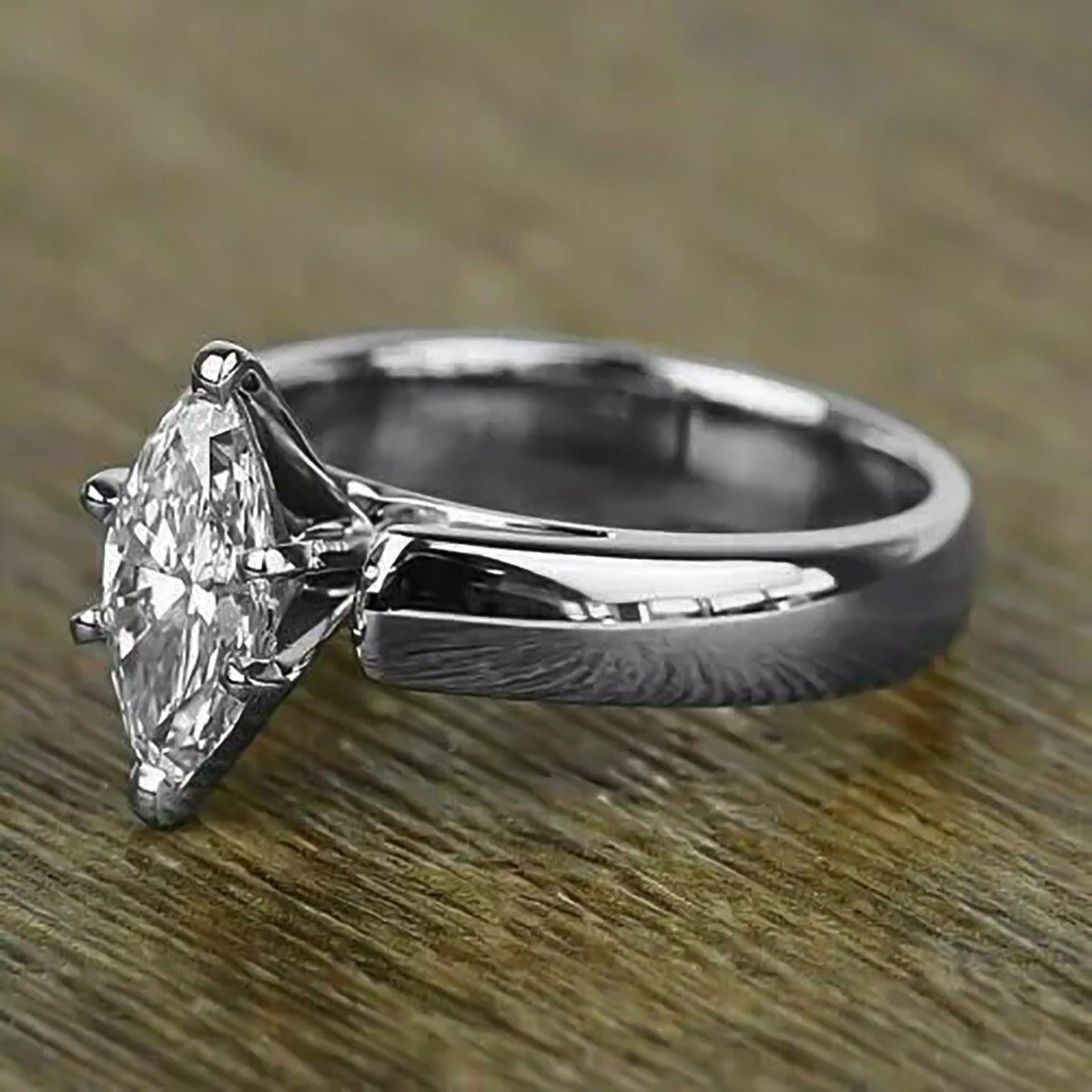 Certified 2.50 Ct Marquise Cut D VVS1 Moissanite Anniversary Solitaire Ring