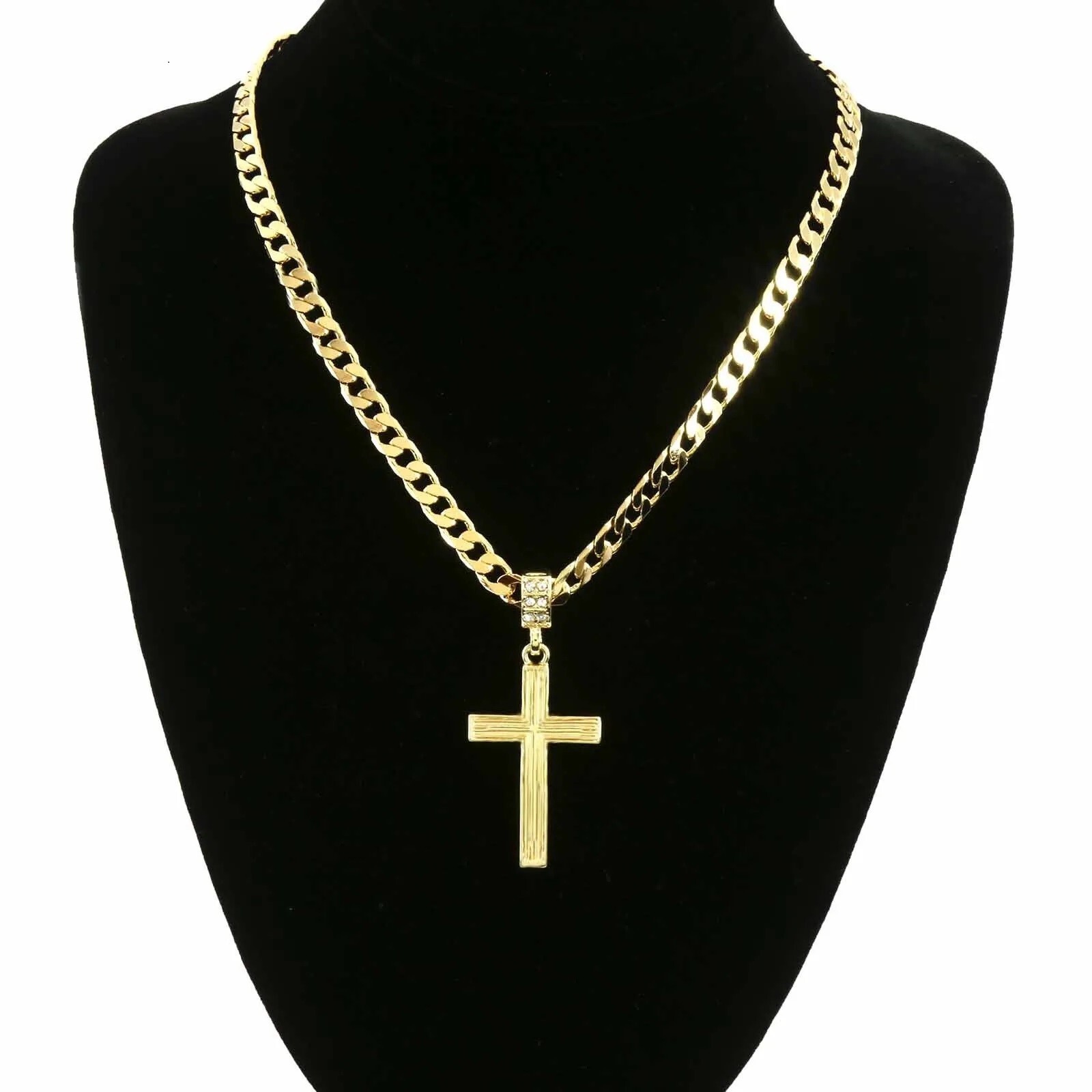 Collares de cadena cubana de Miami planos chapados en oro de 14K para hombre VG