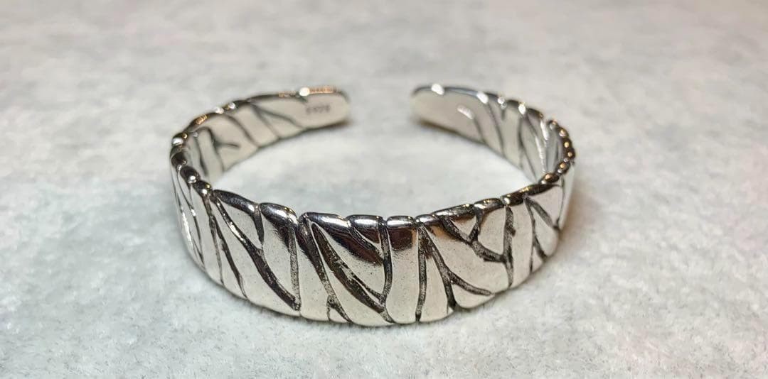 Mens Silver Tone Copper Cuff Bracelet Wide Bangle Minimalist 6.7in New
