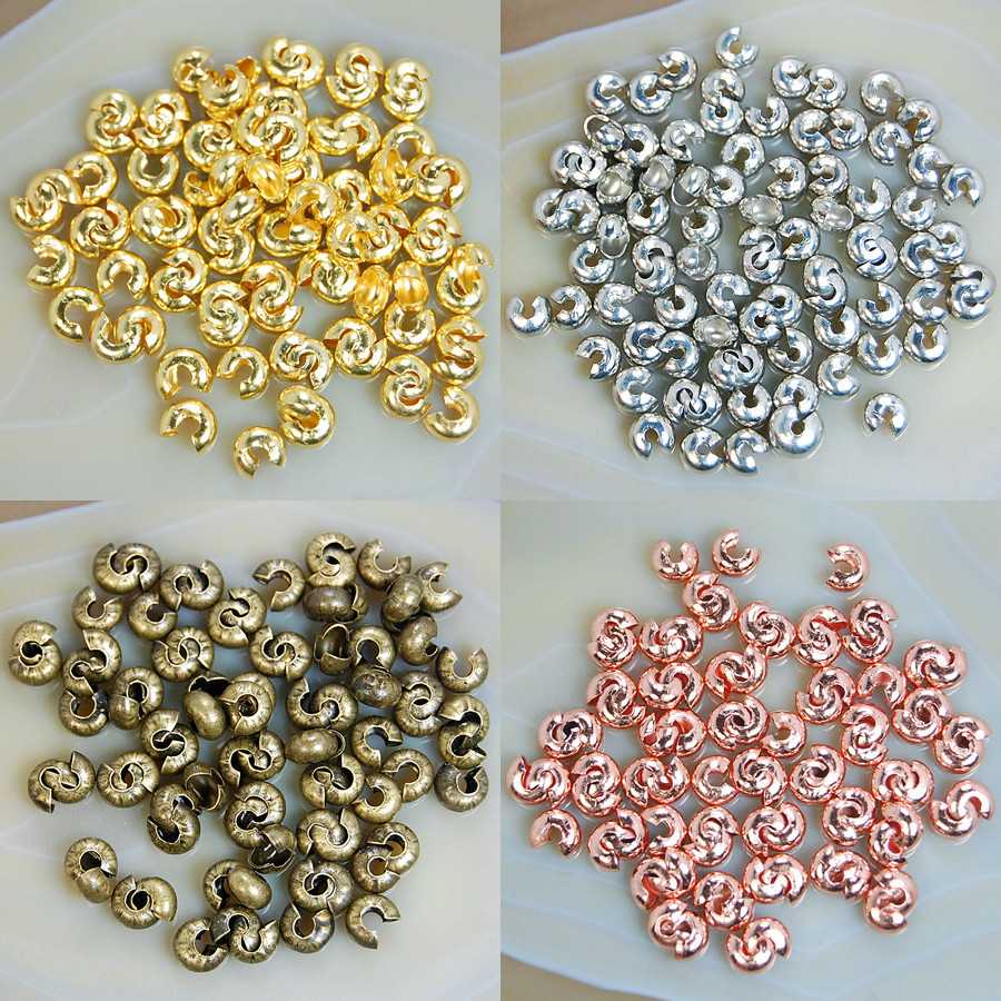 80Pcs Crimp Covers 4mm Plated Knot Covers End Beads Pick Color
