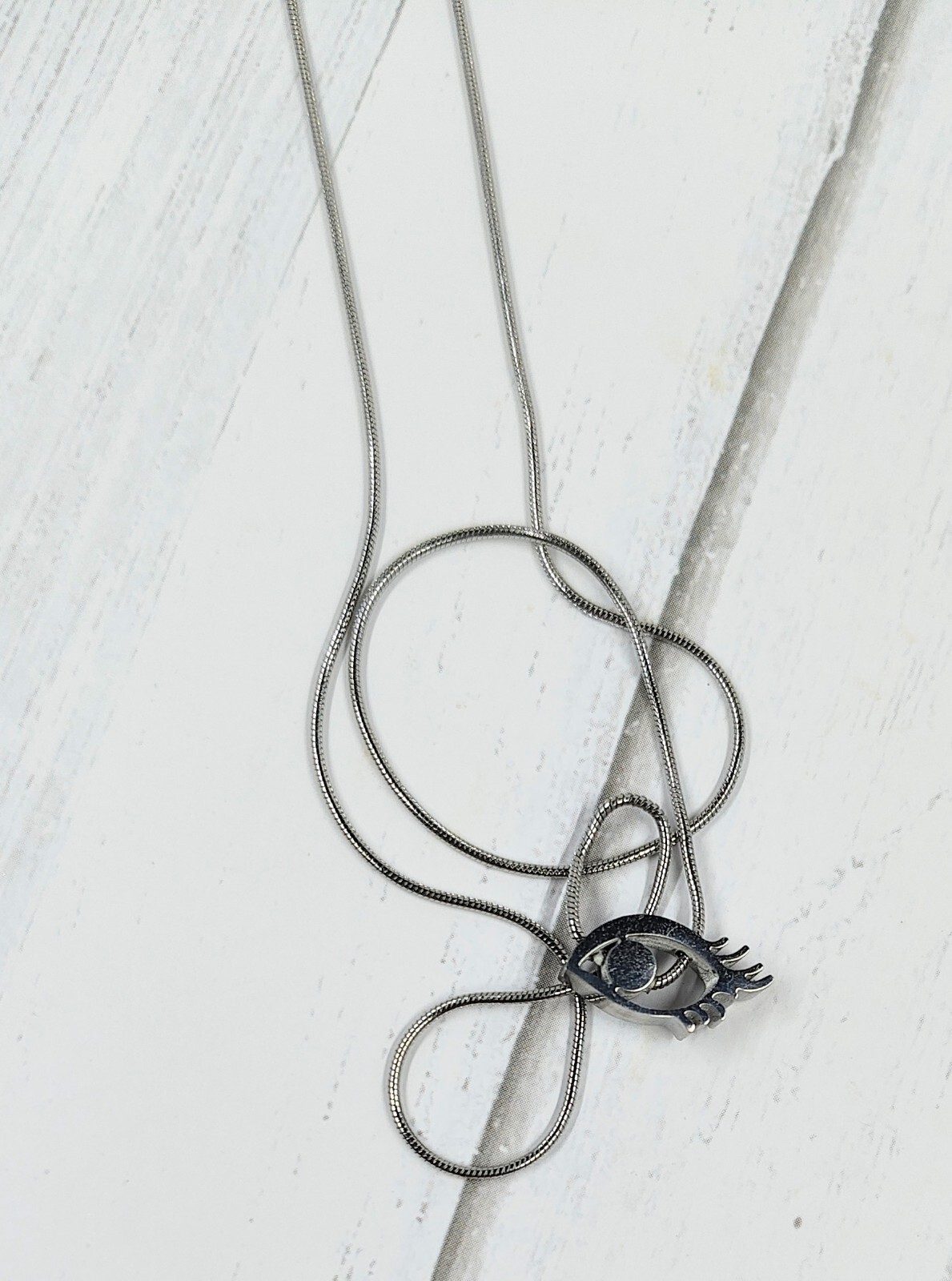 15 inch Fine Staineless Steel Chain Necklace & Evil Eye Pendant 2 inch Extender