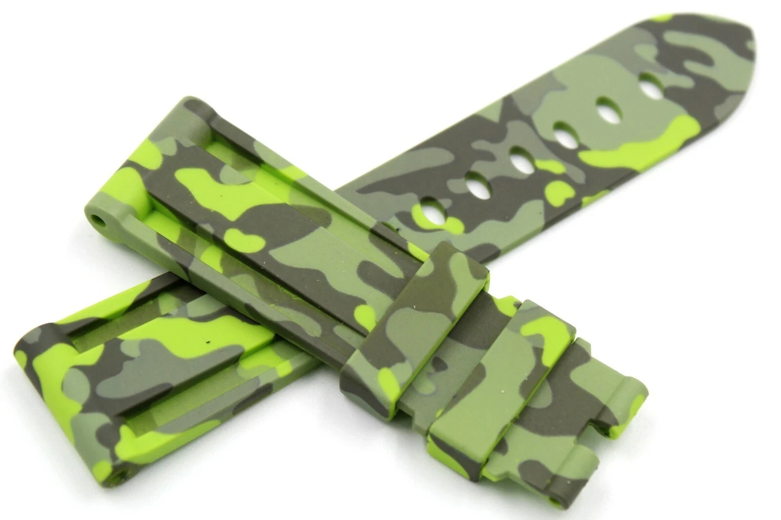Silicone TPU Camouflage Green Watch Strap SOP10 Hypoallergenic Various Sizes