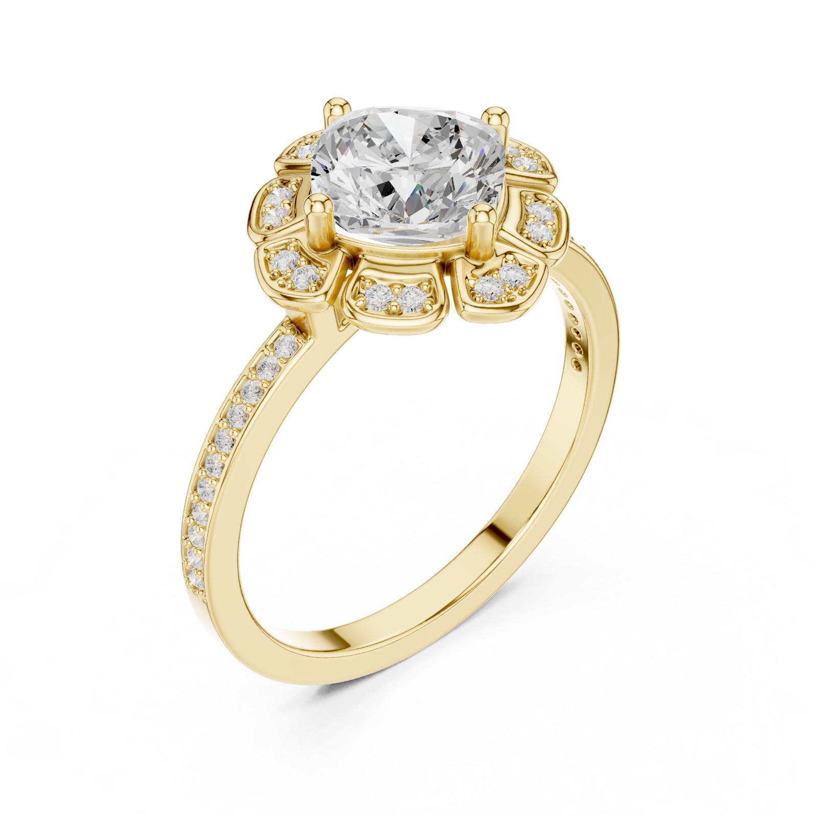Cushion Certified 1.6 Ct Lab Grown Diamond Anniversary Cosmos Ring 14K Gold Over