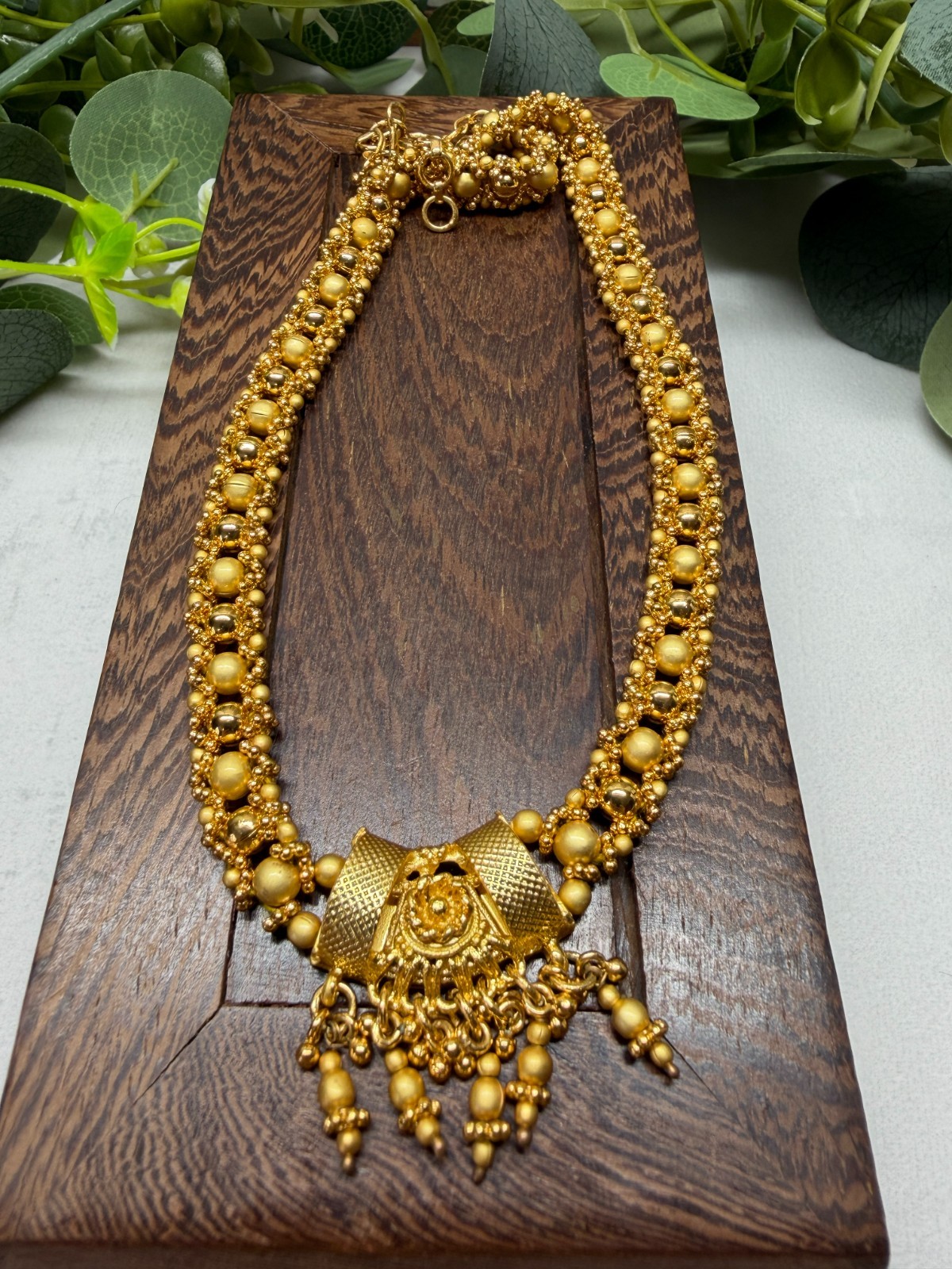 Vintage Indian Ethnic Style Gold Tone Heavy Classic Necklace 41g Statement