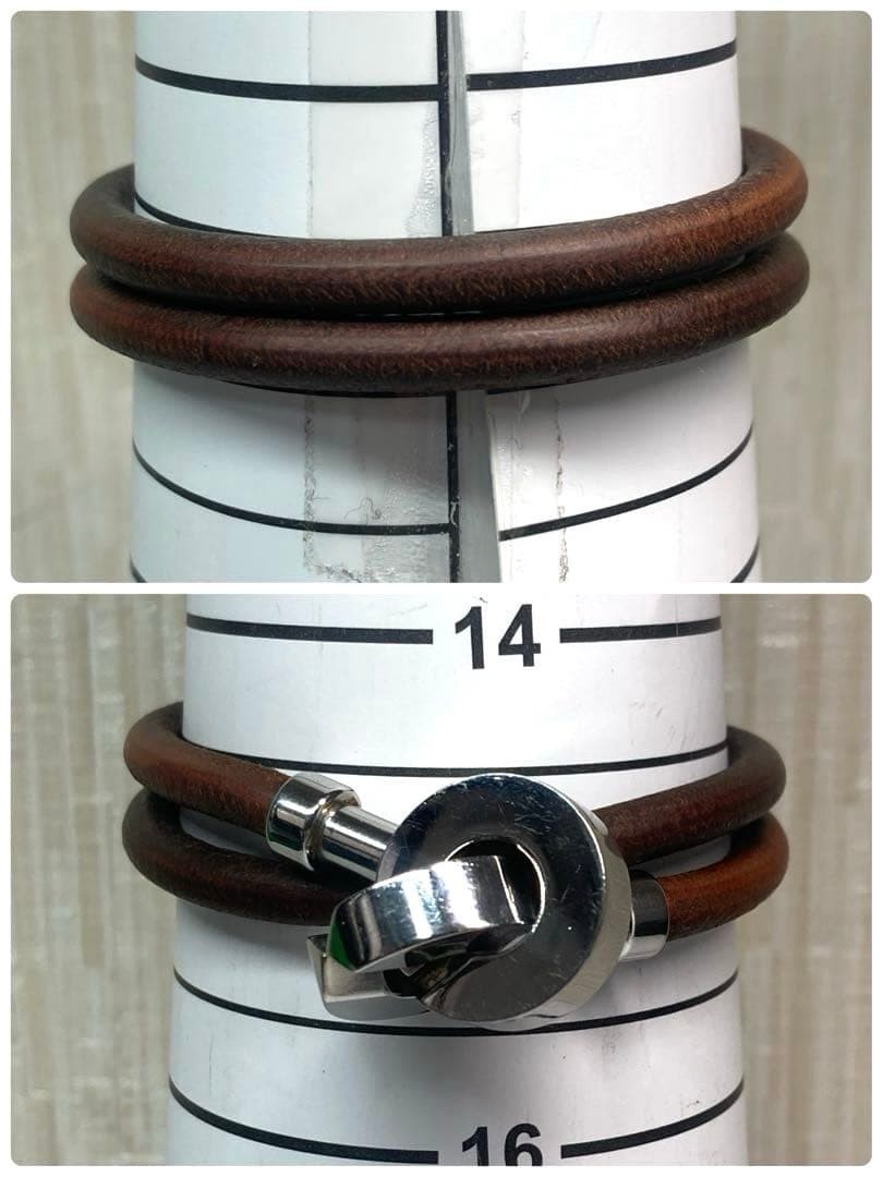HERMES Lancelot Choker Double Wrap Bracelet Leather Dark Brown Silver w/ Box