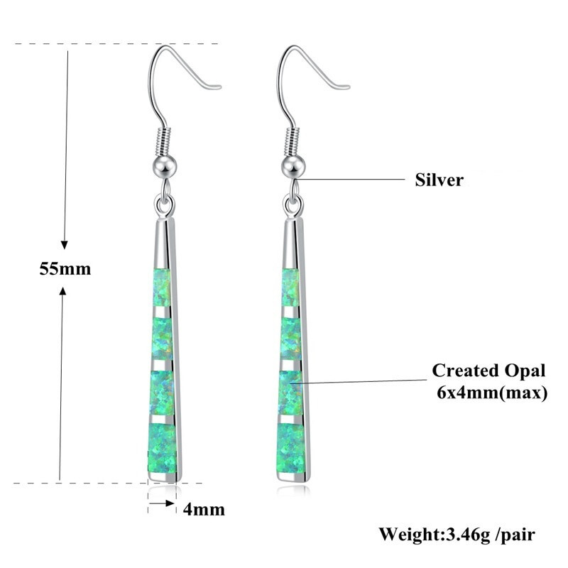 NEU lange 925 Silber-Pendel-Ohrringe grüner Feuer-Opal, Cooles Design