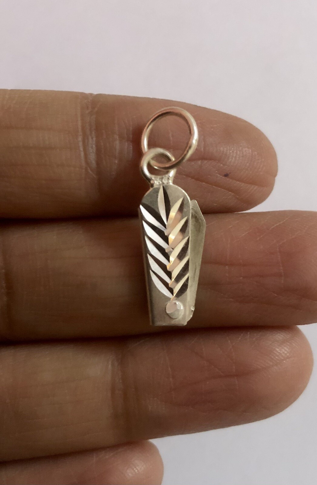 Pure Silver Chaku Knife Nazar Locket Pendant for Evil Eye Protection, Openable