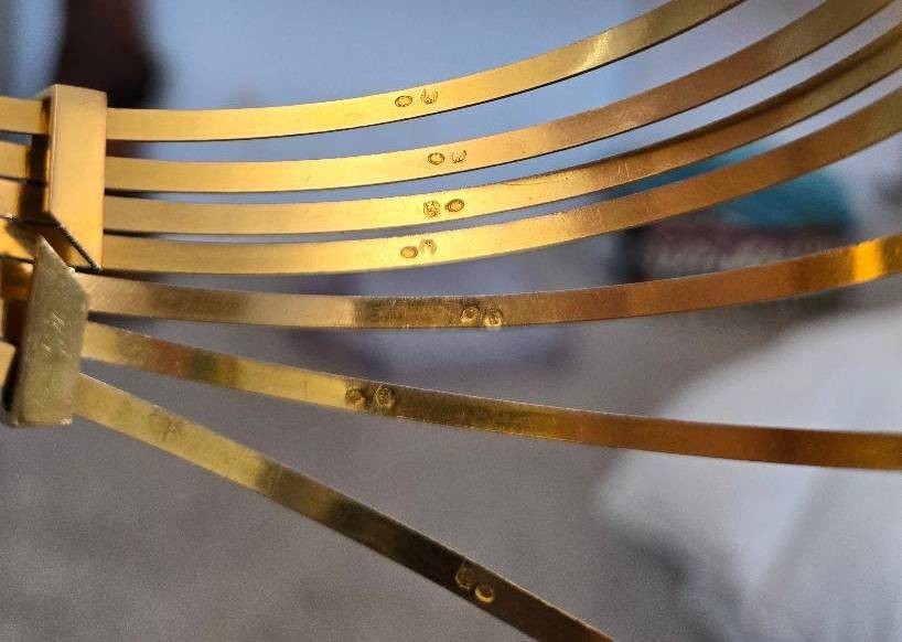 7 ~ 14K Yellow Gold Seminario Bangle Bracelets Diamond Cut 40.9 Grams 2 5/8″