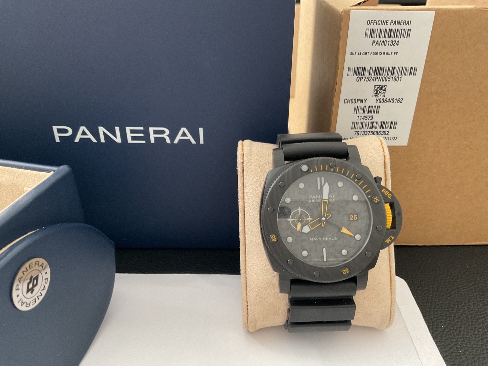 Panerai Submersible GMT Navy Seals Carbotech Limited Edition Black Pam01324