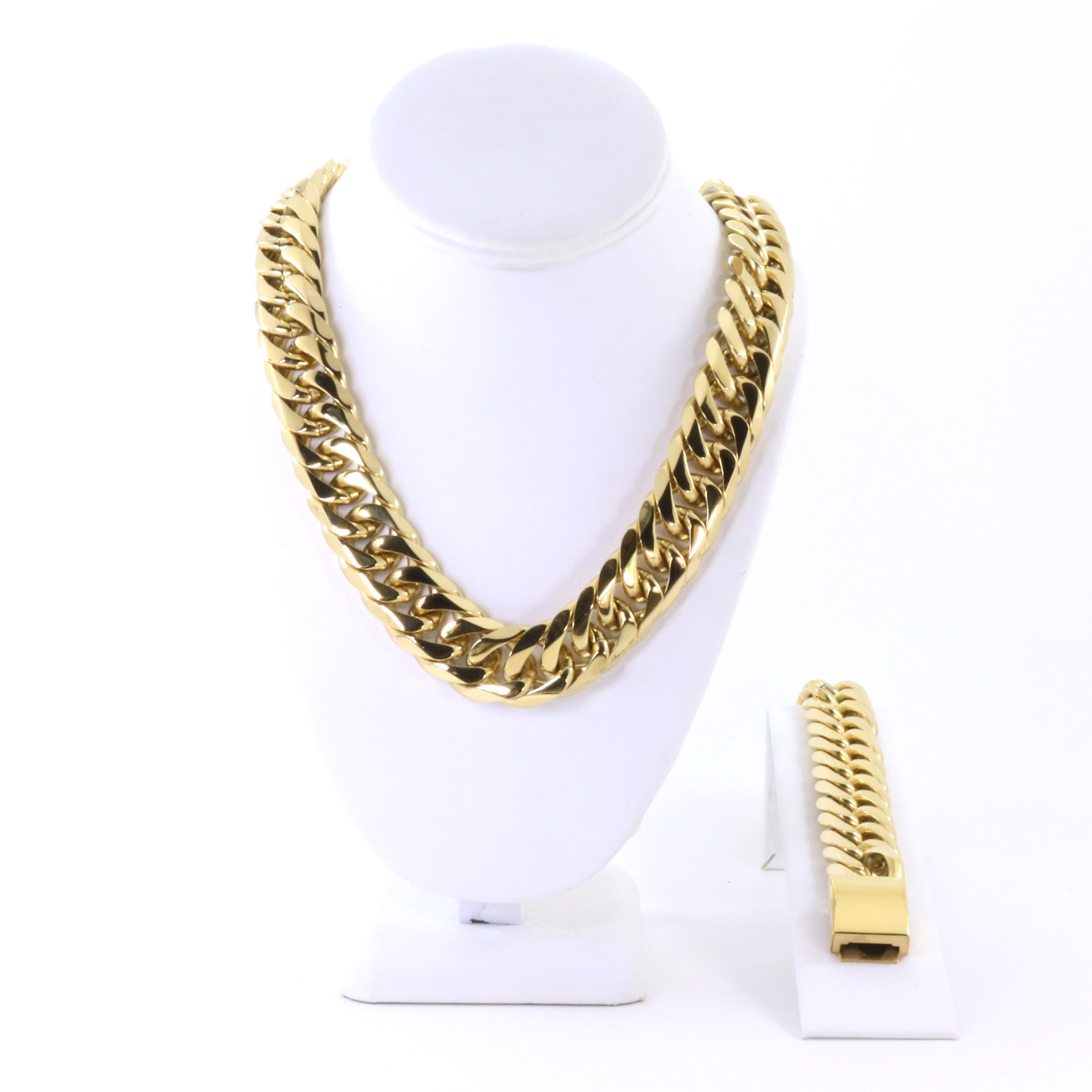 ANTI-TARNISH SOLID 14K GOLD FINISH 21mm THICK MIAMI CUBAN CHAIN BRACELET 20”