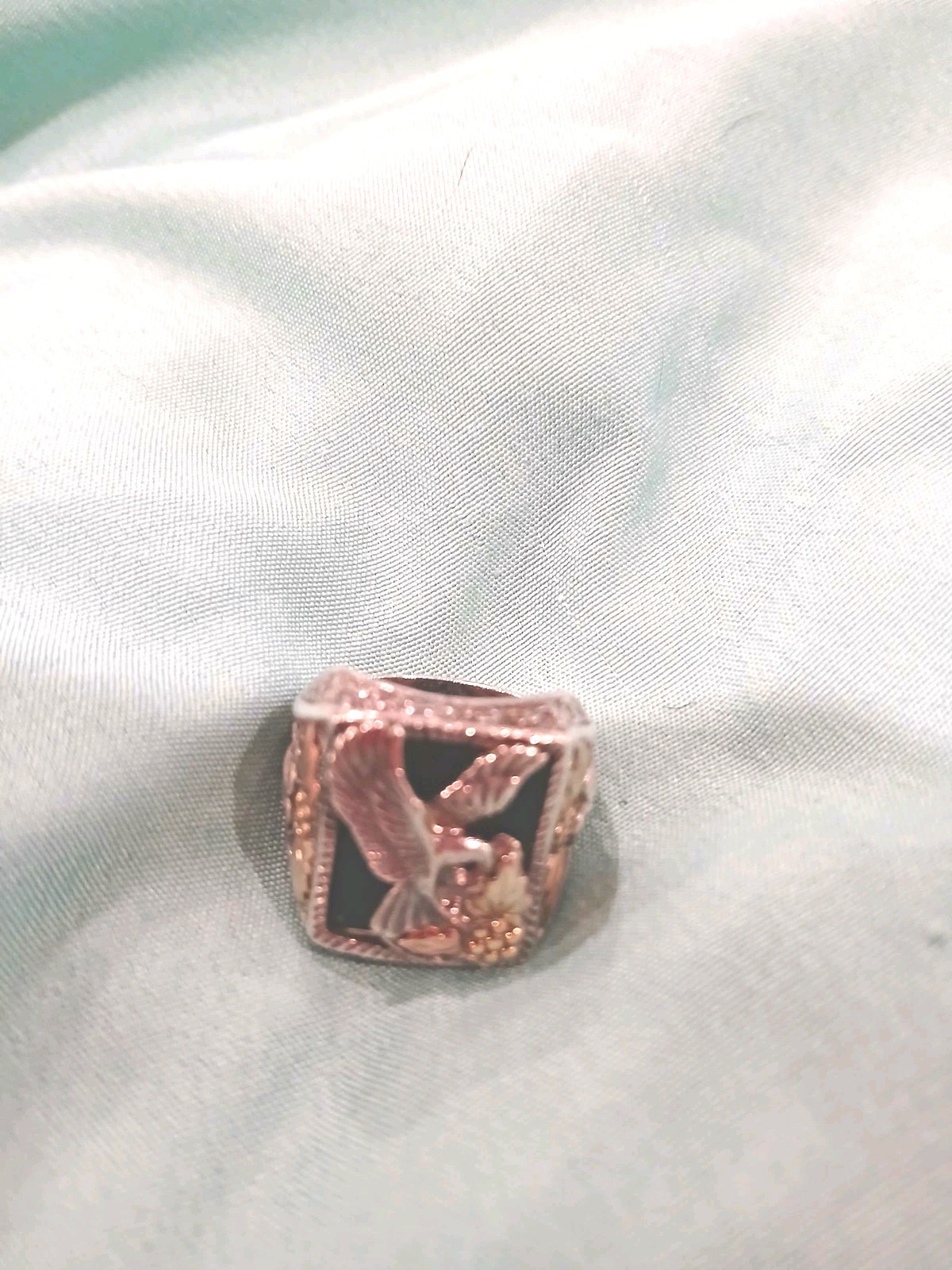 14K Yellow Gold Ring Size 8 Square Rose Gold Tone Bird/Eagle Motif