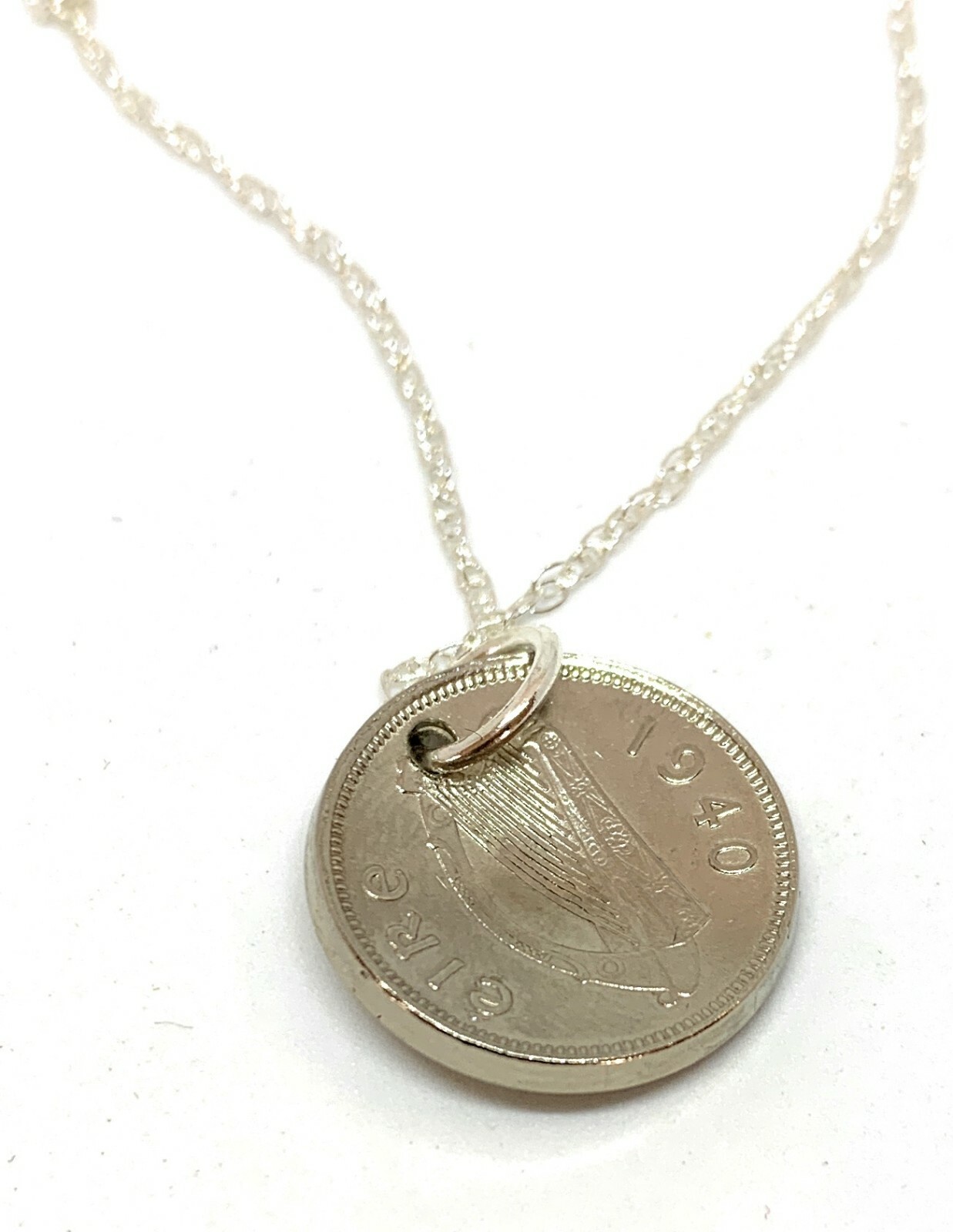 Birthday / Anniversary Irish 3D Three Pence Vaulted Coin Pendant with 45.7cm