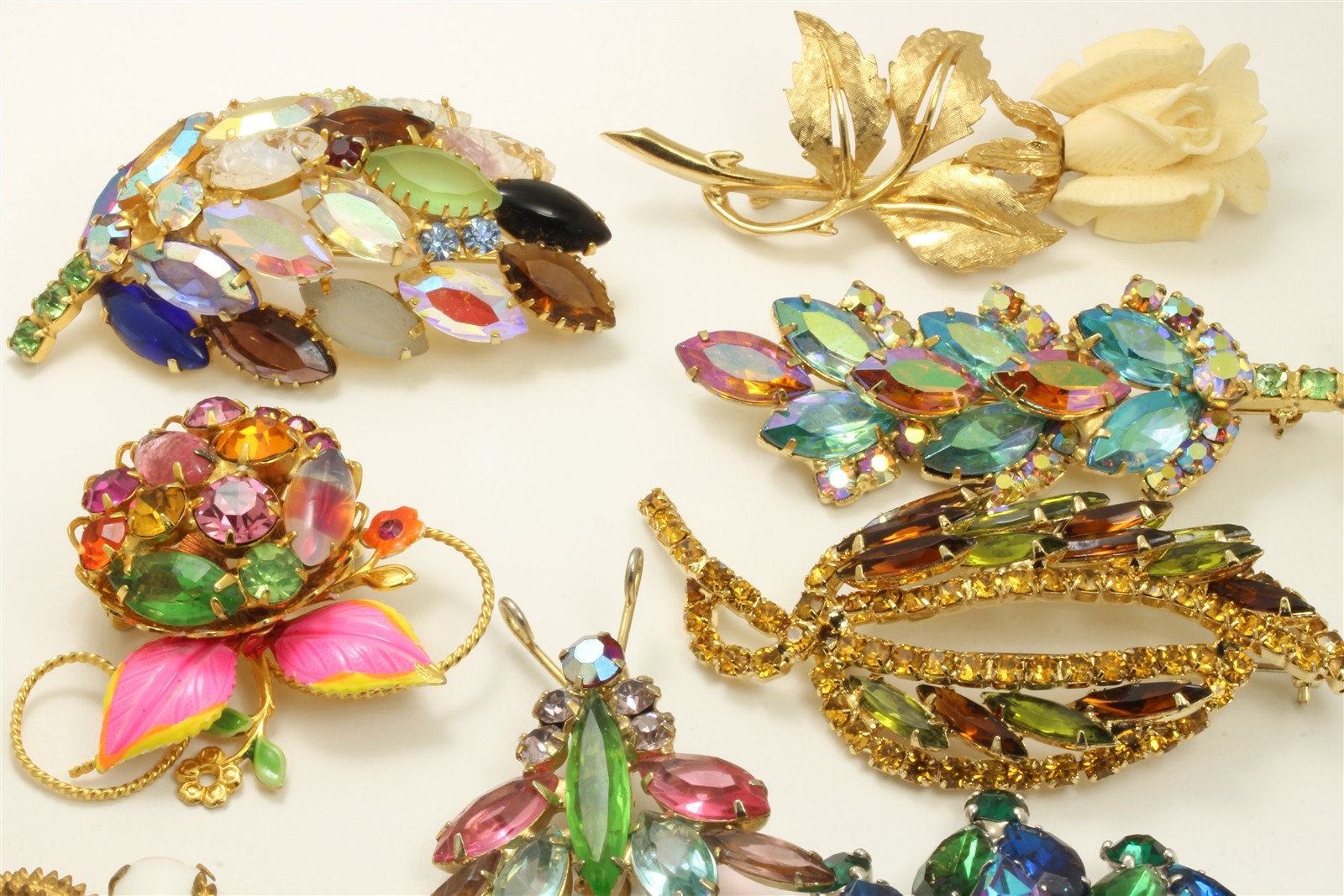 Vintage 13 Pc Lot of High End Glass Rhinestone Costume Jewelry Juliana Boucher