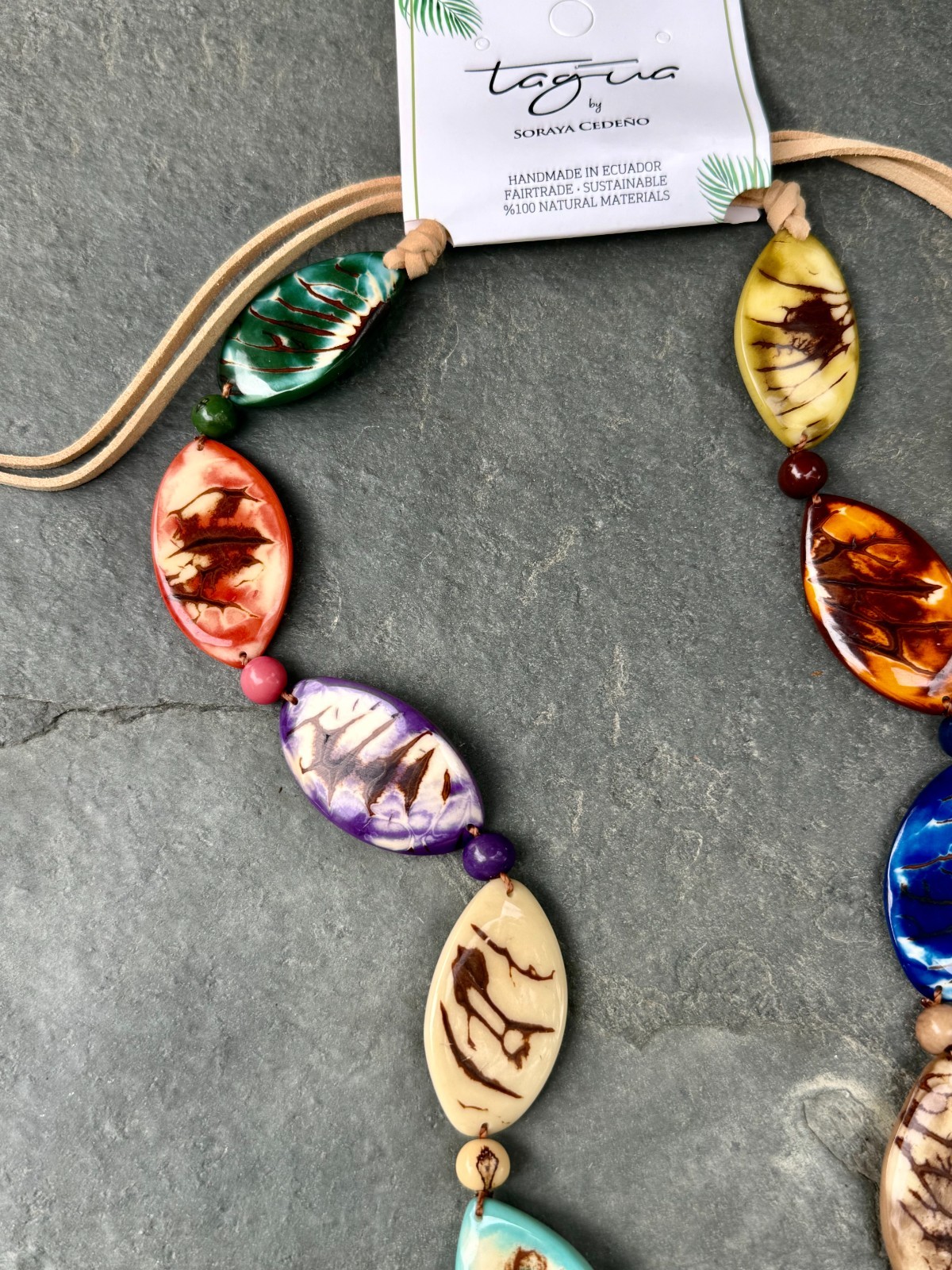 TAGUA NUT “GRANADA” NECKLACE ORGANIC ARTISAN HANDMADE BOHO STATEMENT JEWELRY NEW