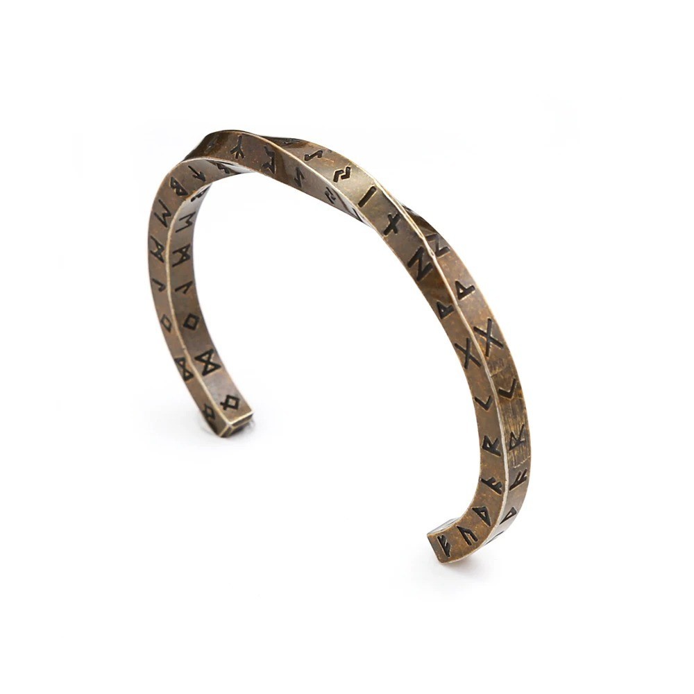Bracelet d’ouverture Mobius en acier inoxydable 316L, Runes Viking, pour hommes