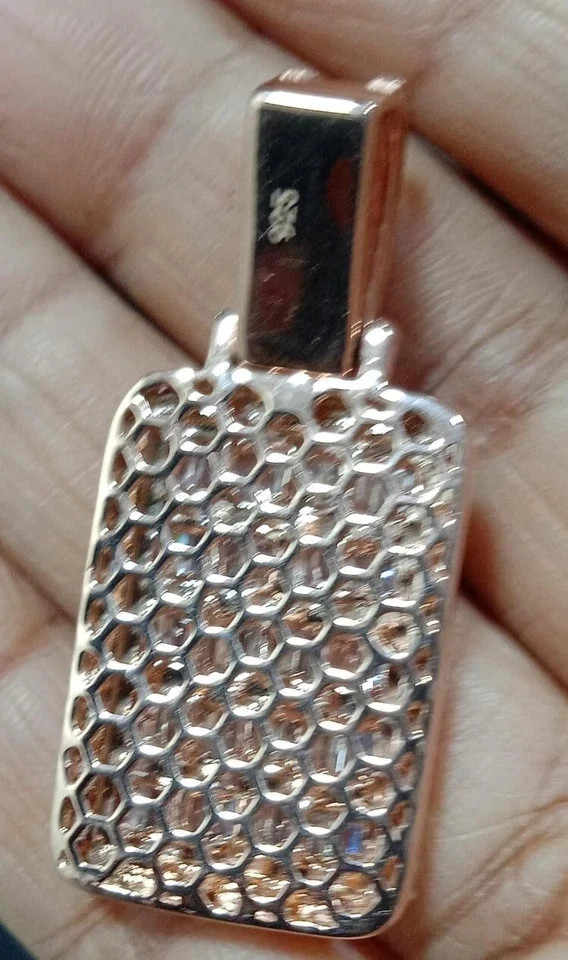 CHRISTMAS GIFT MENS Baguette Lab Created Diamond Custom Made Pendant 925 Silver