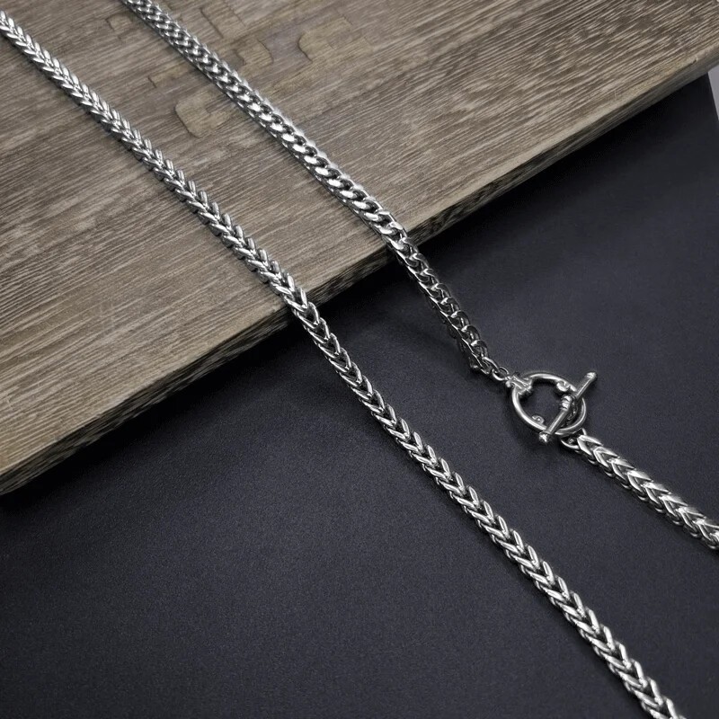 TA1 Pure Titanium Keel Chain Necklace 4mm Men Positive and Negative Anti-Allergy