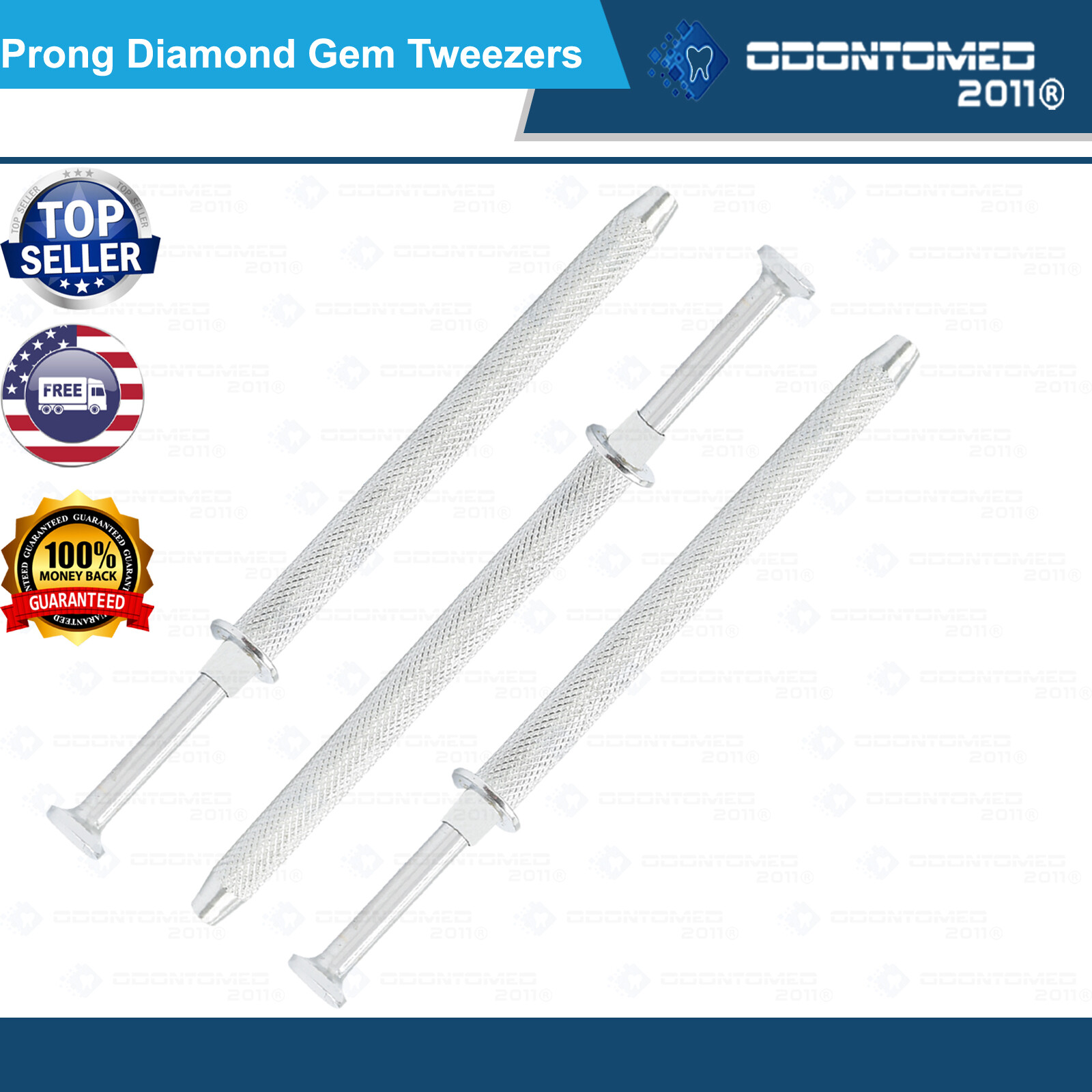 ODM Set Of 3 Pcs Diamond Gem stone 4 Pronged Holder Tweezer Pick up Gem & Beads