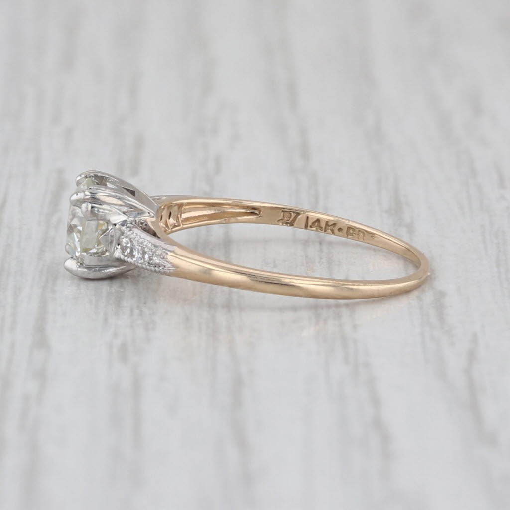 Vintage GIA 0.80ctw Diamond Engagement Ring 14k Gold Palladium Size 6-6.25