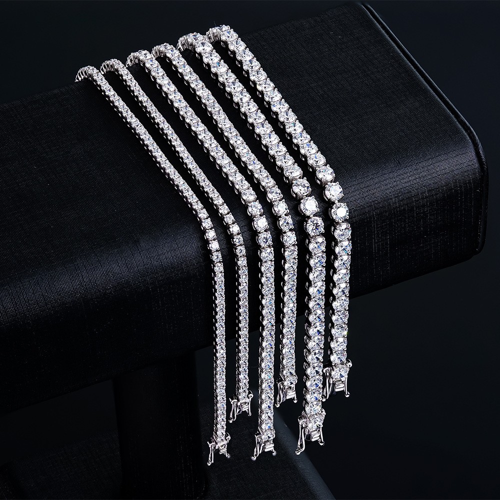 2-6mm MOISSANITE Tennis Chain Bracelet Men 925 Sterling Silver Valentine’s Day