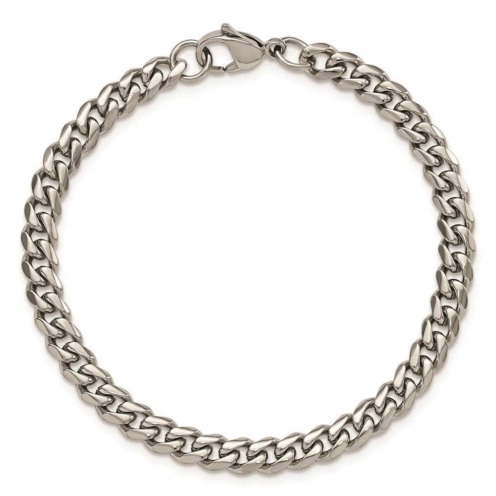 Stainless Steel Polished 6mm 8.25in Curb Bracelet